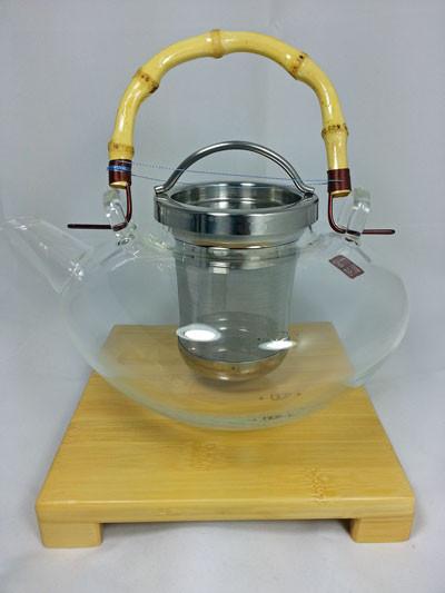 Large Glass Tea Pot with Bamboo Stand Included 1200 ml