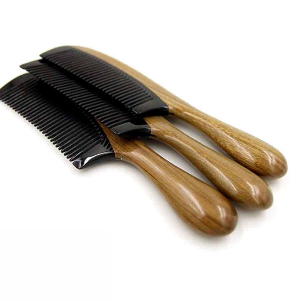 Horn Comb Wooden Handle Anti Static Handmade Sandalwood Fine Tooth Beard Comb  2*